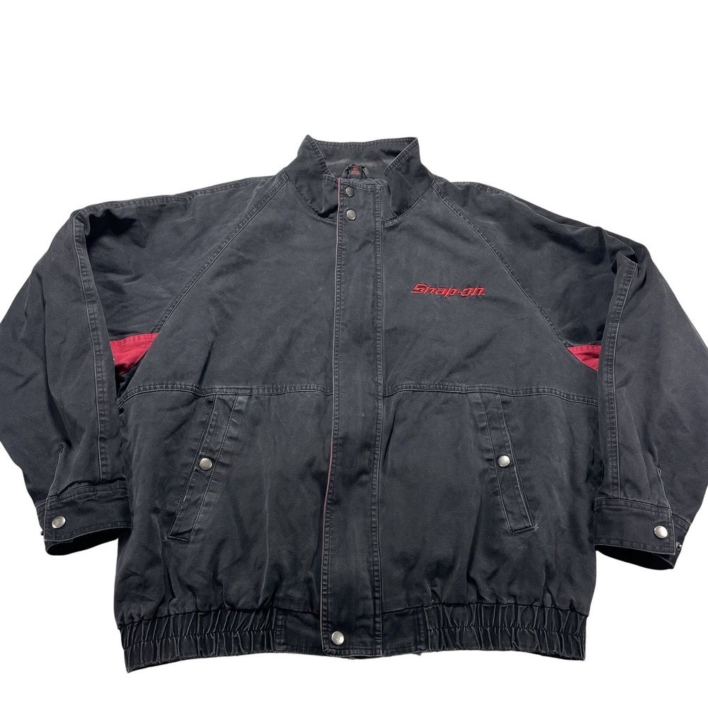 Vintage Snap-on Jacket Mens XL Black Canvas Bomber Quilted Lined Workwear 90s